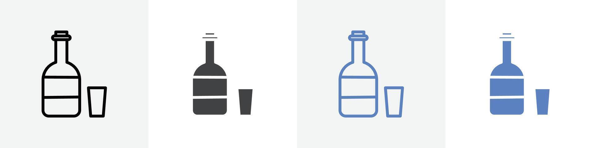 bottle and glass icon set use for web ui or app vector