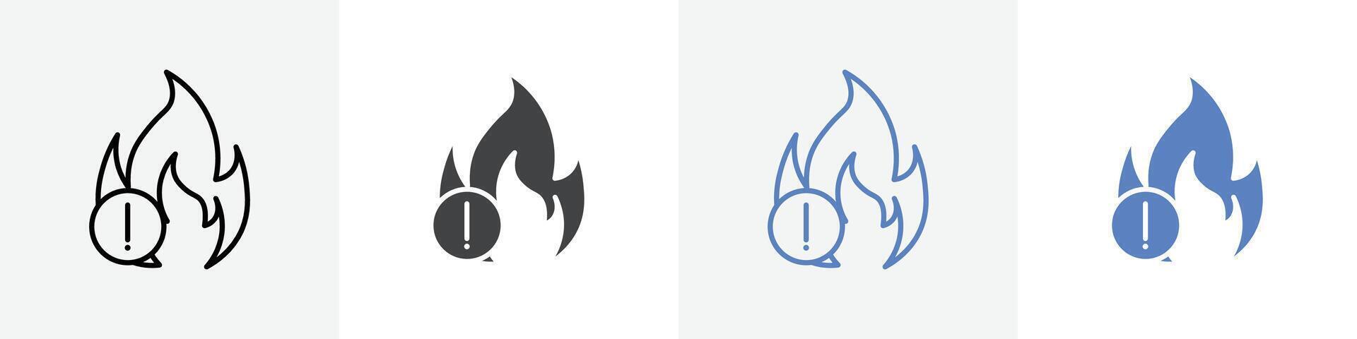 fire danger icon set use for web ui or app vector