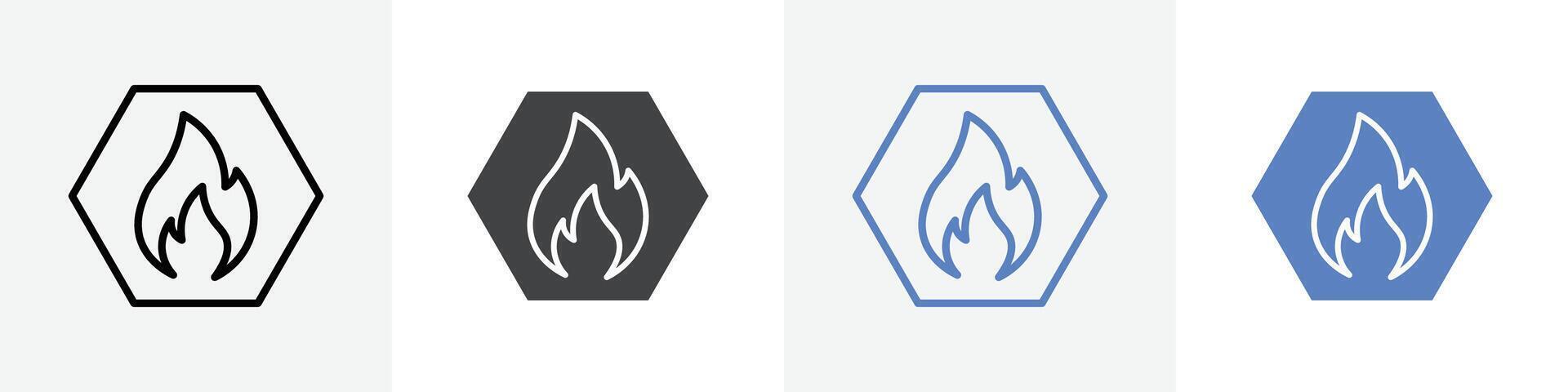 fire sign icon set use for web ui or app vector