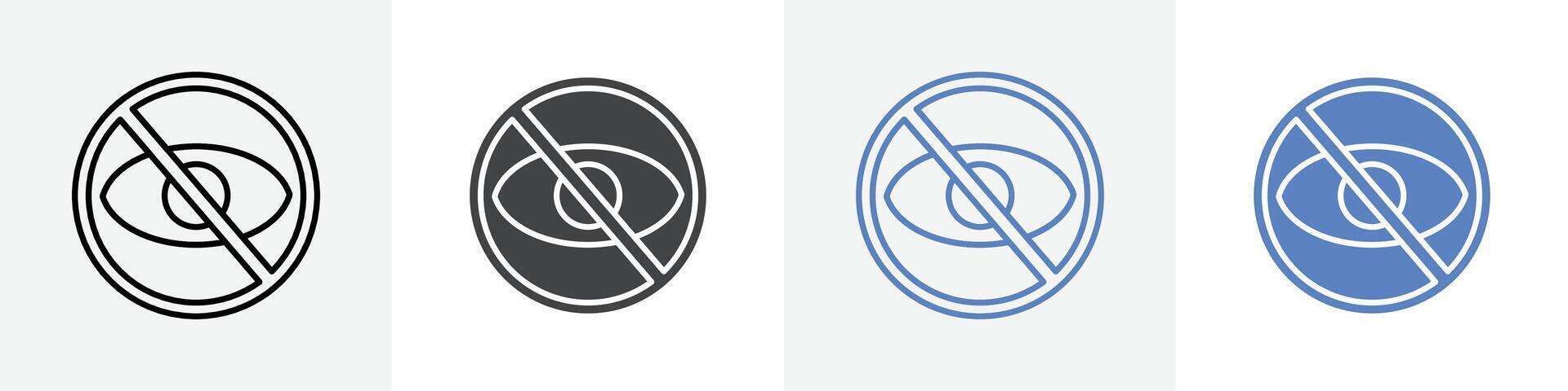 hide icon set use for web ui or app vector