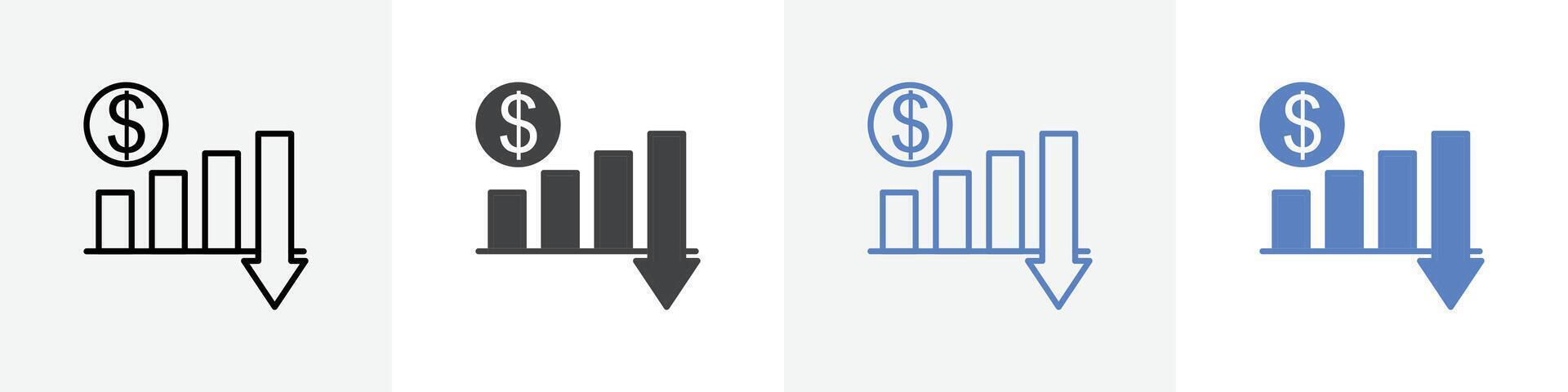 money value decrease icon set use for web ui or app vector