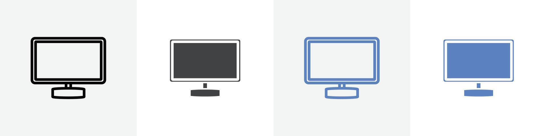 monitor icon set use for web ui or app vector