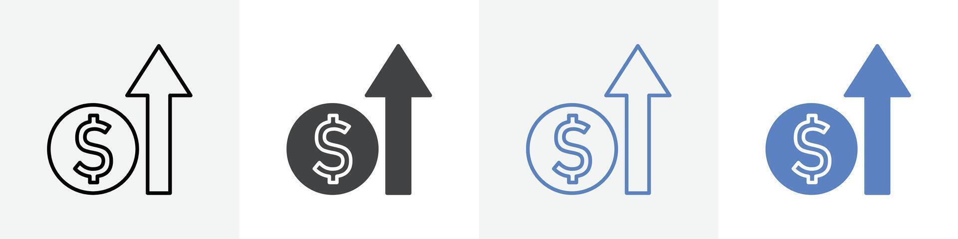 money value increase icon set use for web ui or app vector