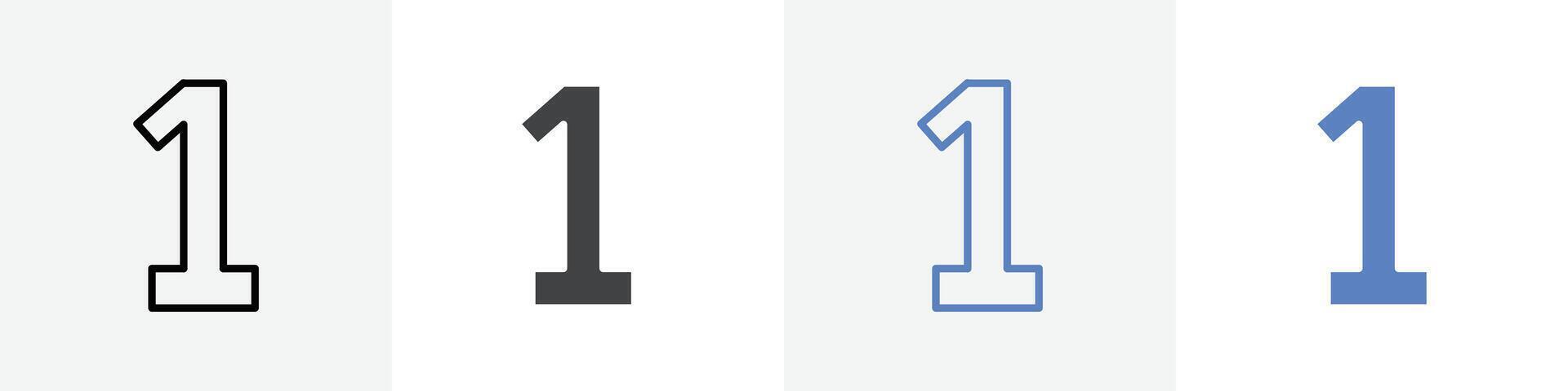 number 1 icon set use for web ui or app vector