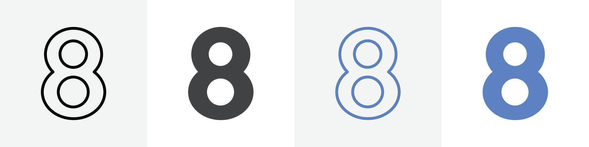 number 8 icon set use for web ui or app vector