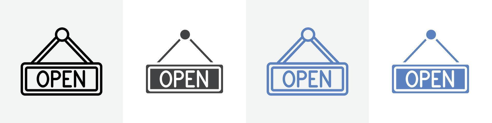 open sign icon set use for web ui or app vector