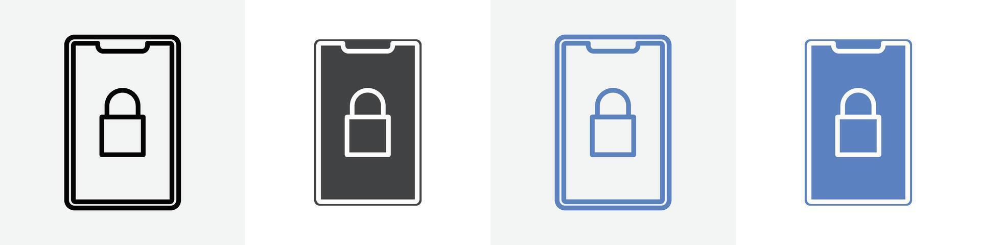 phone lock icon set use for web ui or app vector