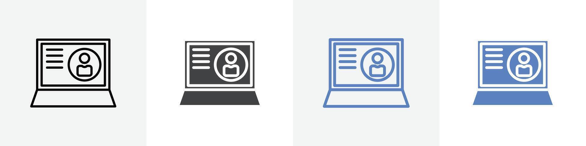 profile in laptop icon set use for web ui or app vector