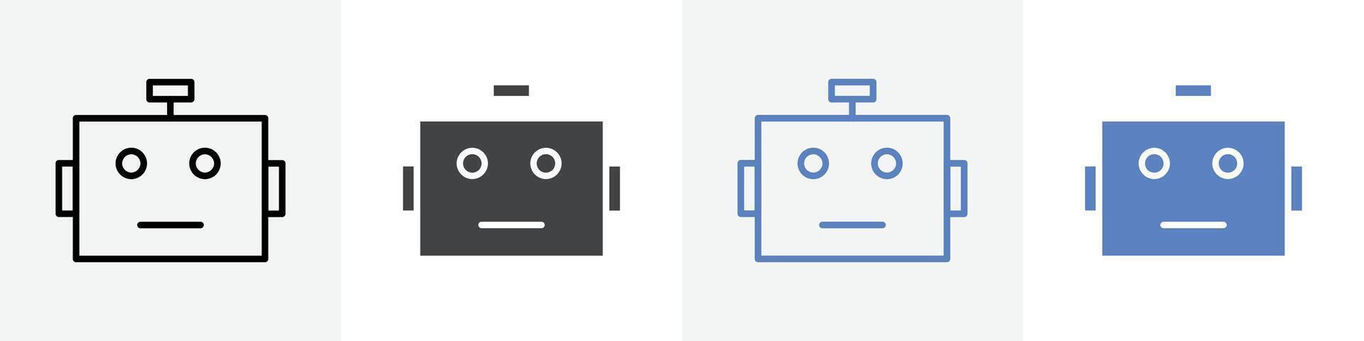 robot face icon set use for web ui or app vector