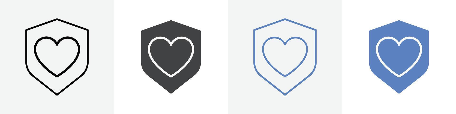 safe heart icon set use for web ui or app vector