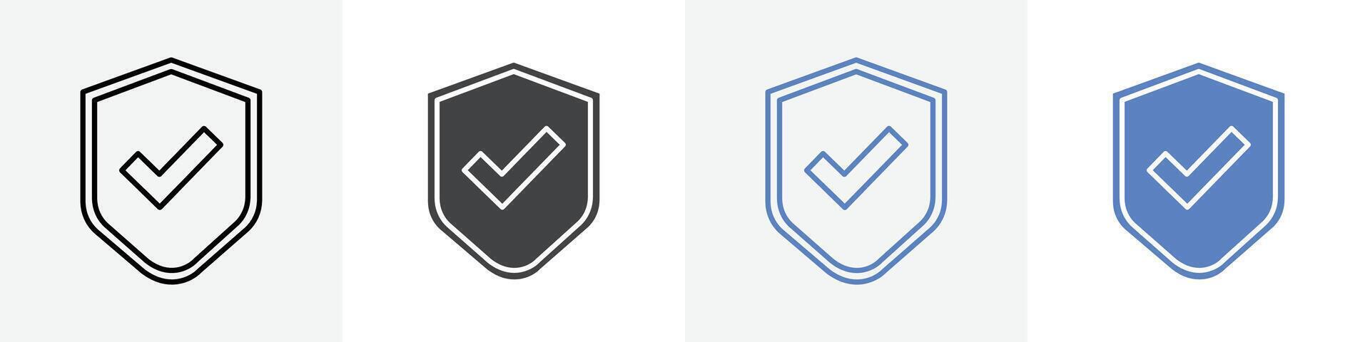 sheild tick icon set use for web ui or app vector