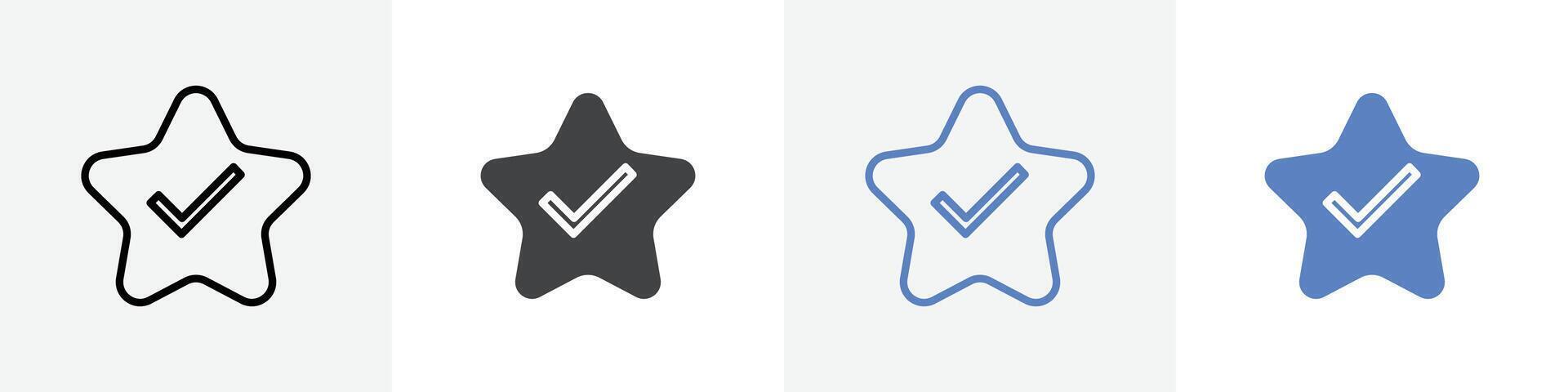 tick star icon set use for web ui or app vector