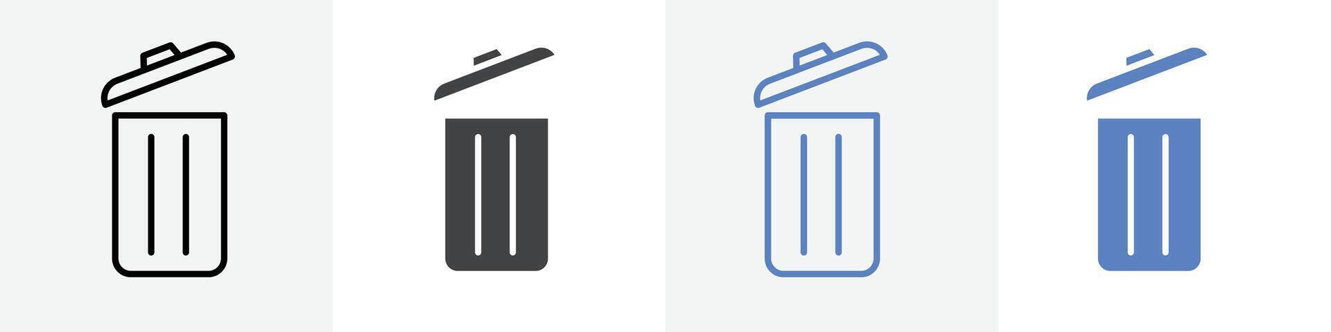 trash can icon set use for web ui or app vector