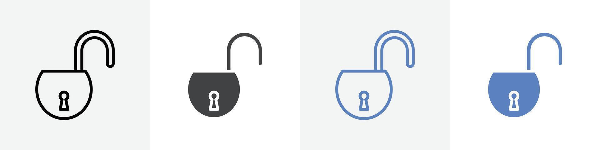 unlocked icon set use for web ui or app vector