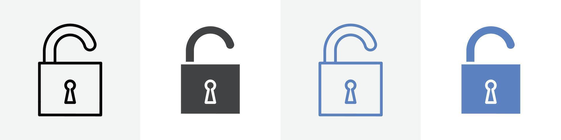 unlocked lock icon set use for web ui or app vector