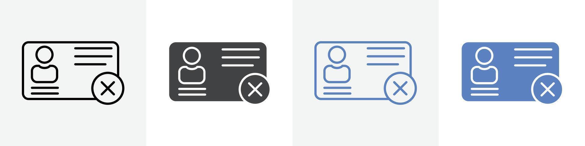 wrong id card icon set use for web ui or app vector
