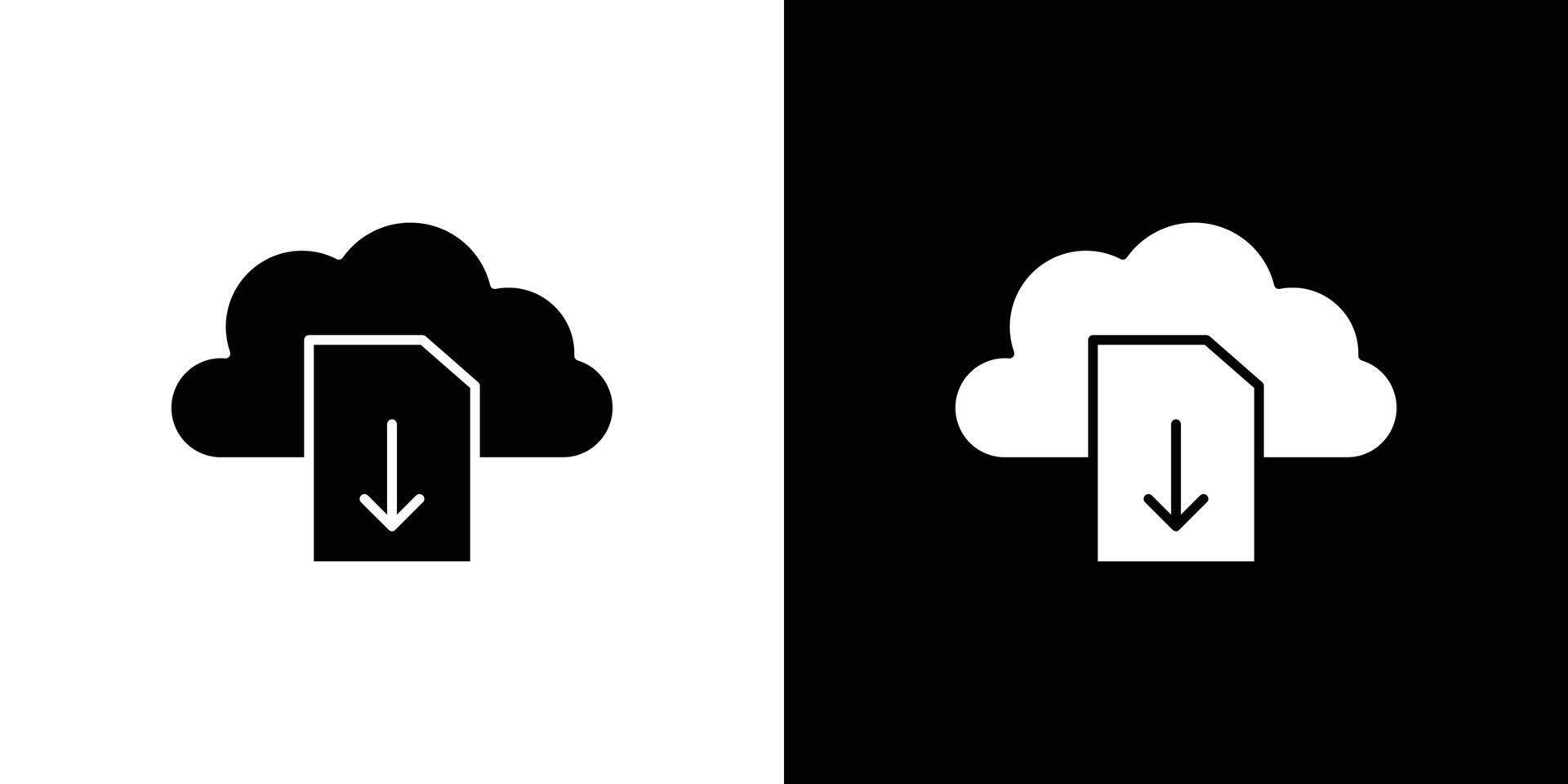 Cloud download file icon Outline sign symbol set vector