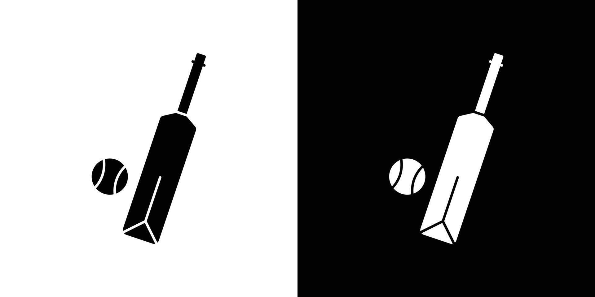 Cricket Bat ball icon Outline sign symbol set vector