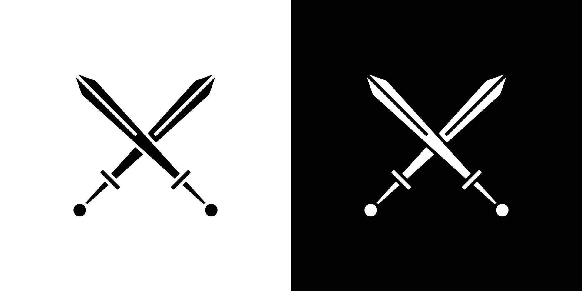 Crossed swords heraldic icon Outline sign symbol set vector