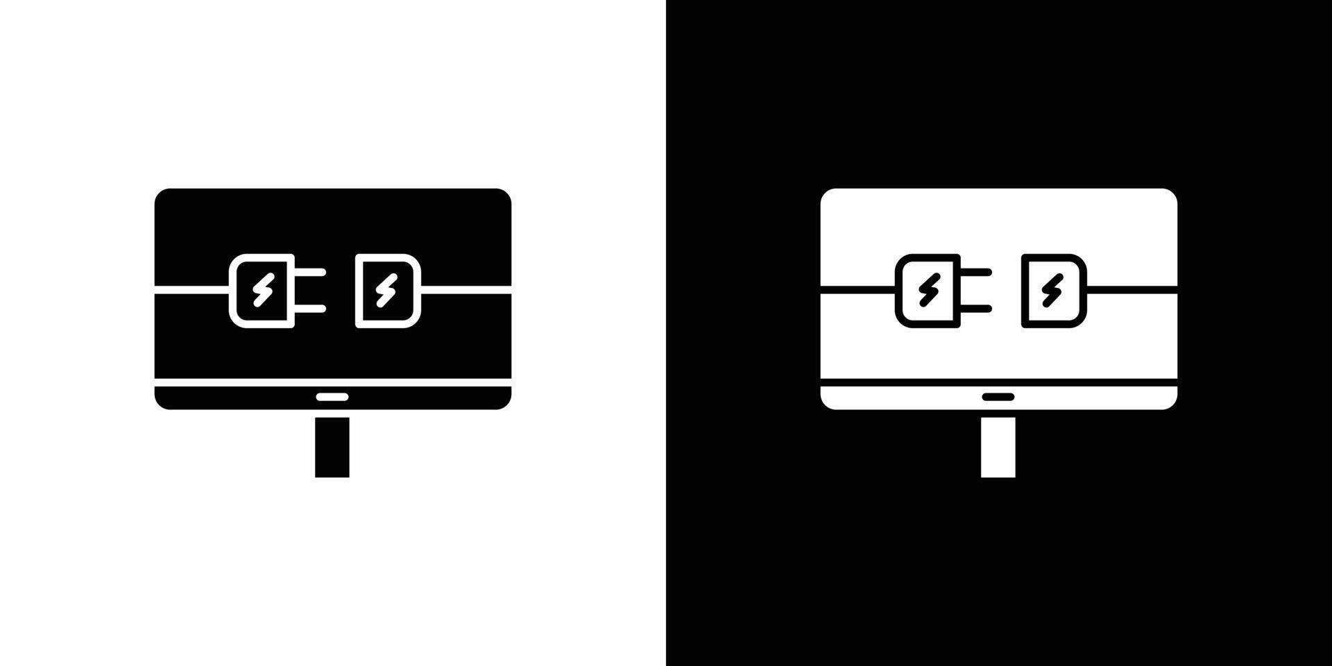 Electric Computer icon Outline sign symbol set vector