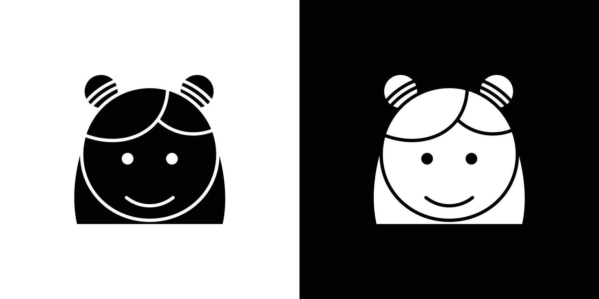 Happy girl face icon Outline sign symbol set vector