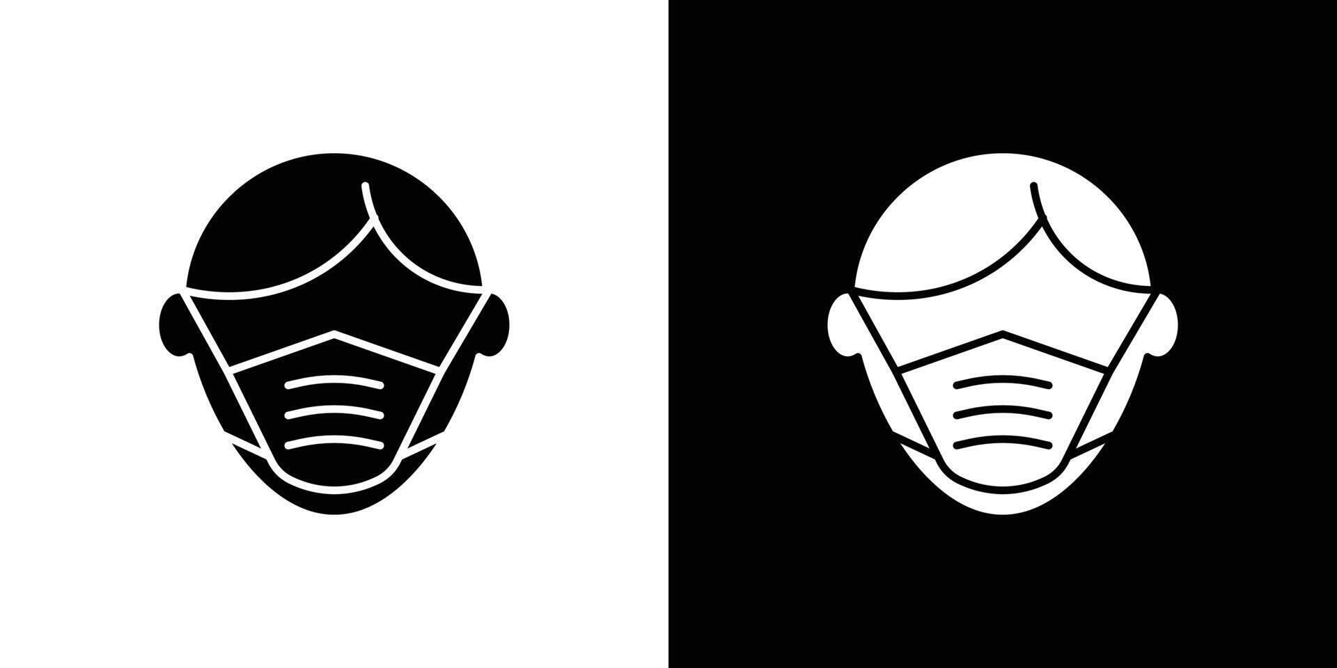 Man face with mask icon Outline sign symbol set vector