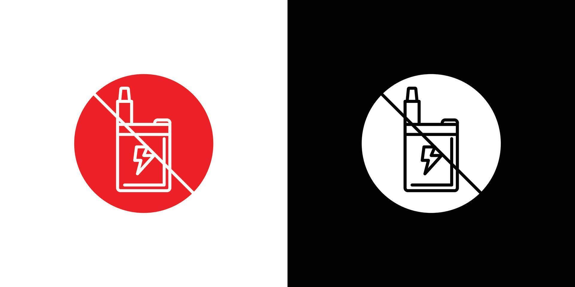 No Electronic Vaping icon Outline sign symbol set vector