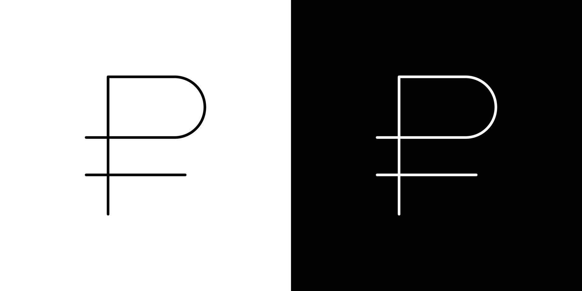 Ruble icon Outline sign symbol set vector