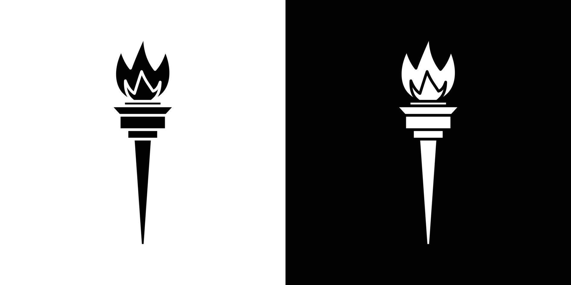 Torch flame icon Outline sign symbol set vector