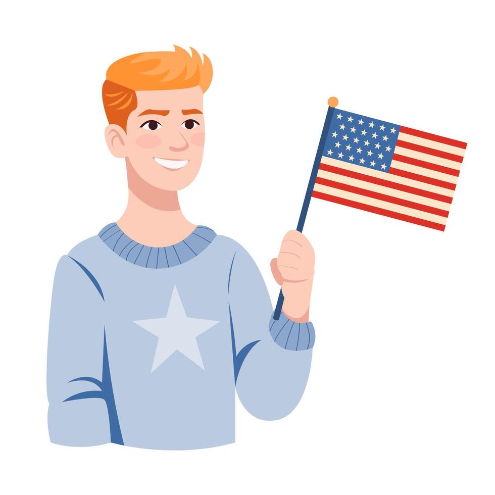 Patriotic Young Man Voter, 2024 USA Election vector