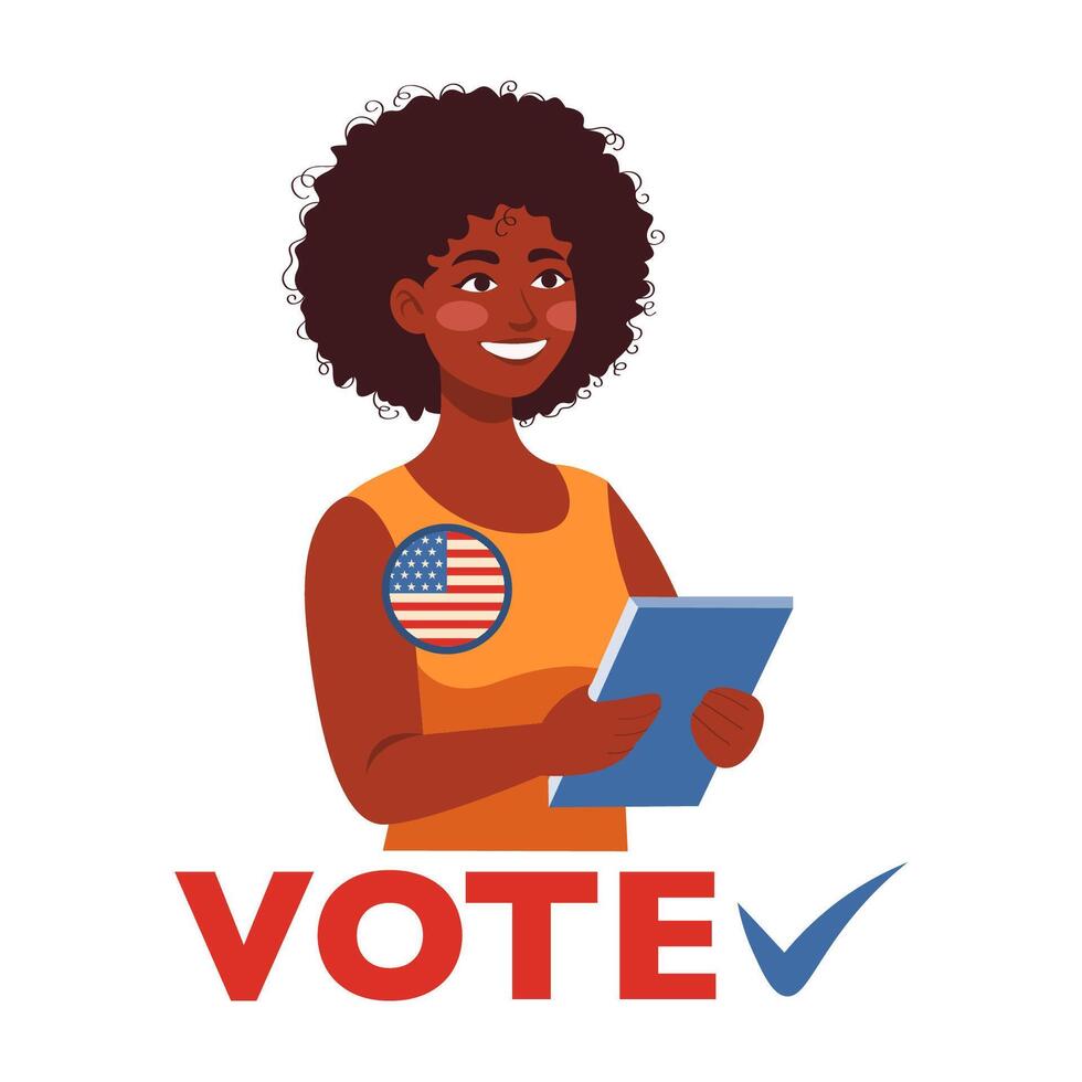 African American Woman Voter, 2024 USA Election vector