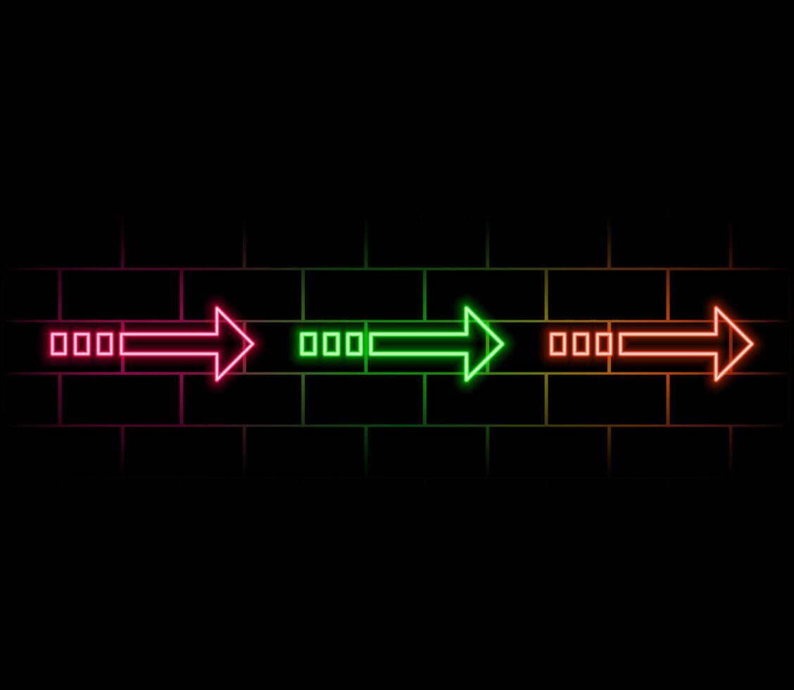 Bright blue color neon light arrow pointing left. left arrow neon glow icon black background. vector