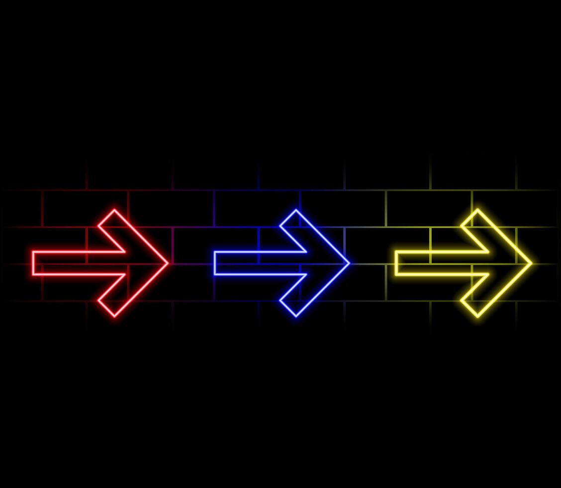 arrows neon sign, modern glowing banner design, colorful modern design trends. illustration. vector
