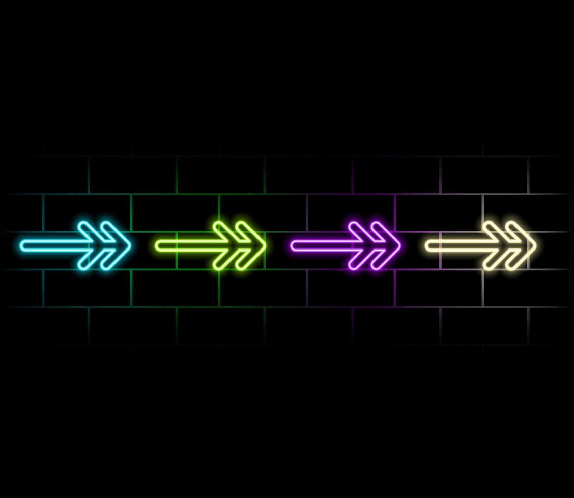 Neon bright red and blue arrows on a light background. vector
