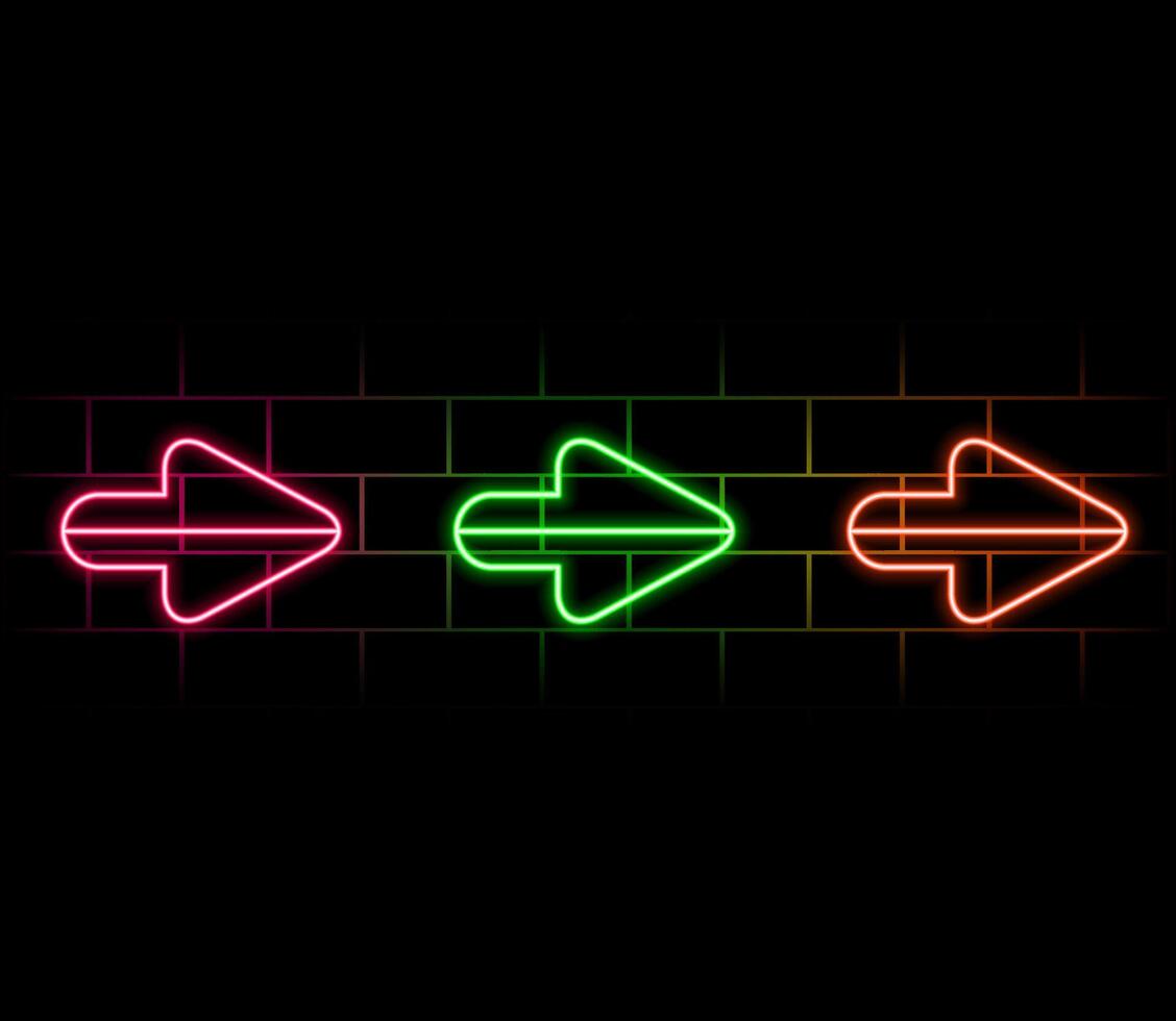 3d rendering, abstract minimalistic colorful background. Two opposite neon arrows approaching, linear graphics. Opposition concept. green, red, yellow, pink, blue, orange vector