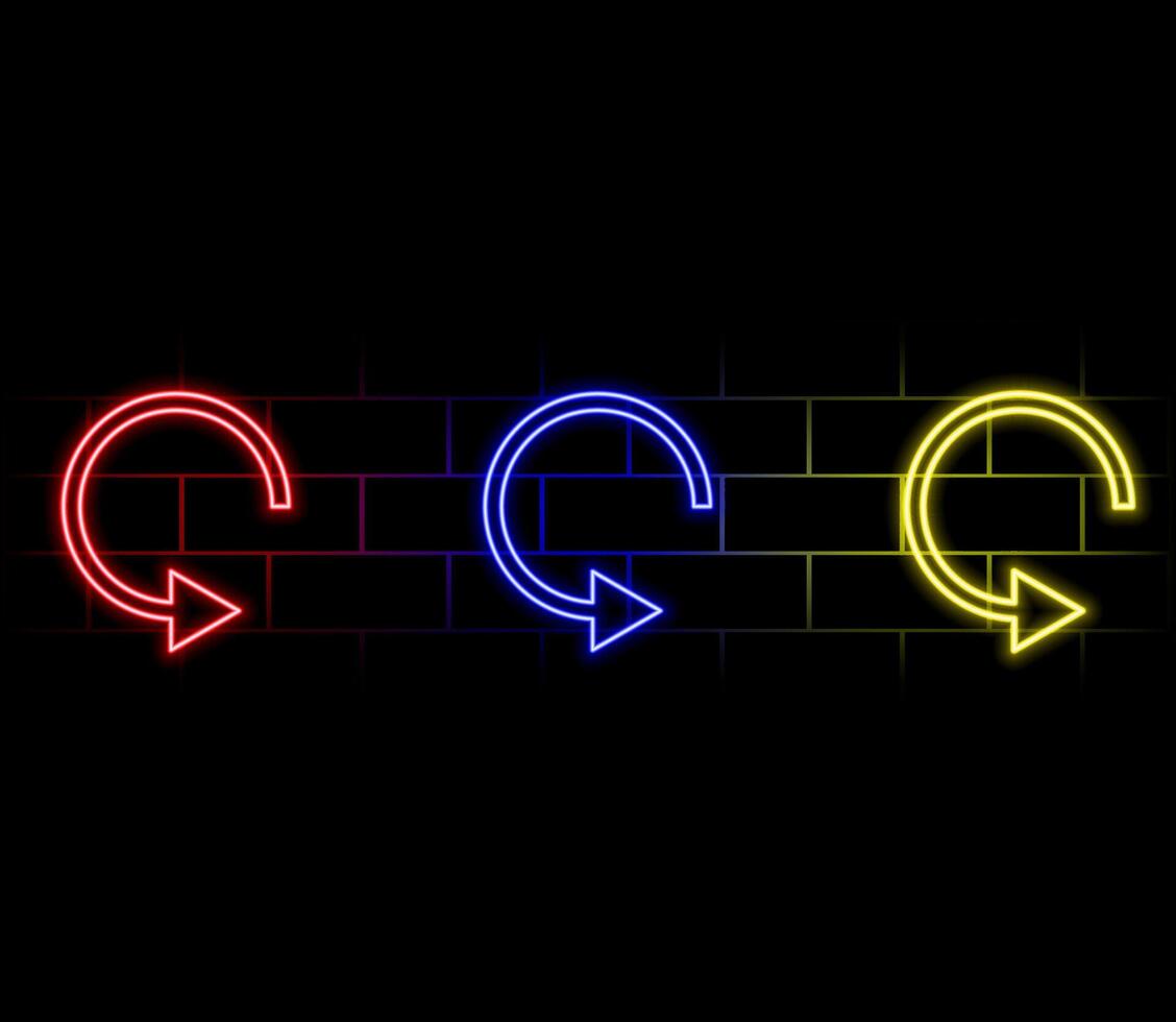 Neon arrows. Electric light direction arrow shapes. Casino, motel and cinema glowing street signs retro 1950s isolated night frame set vector