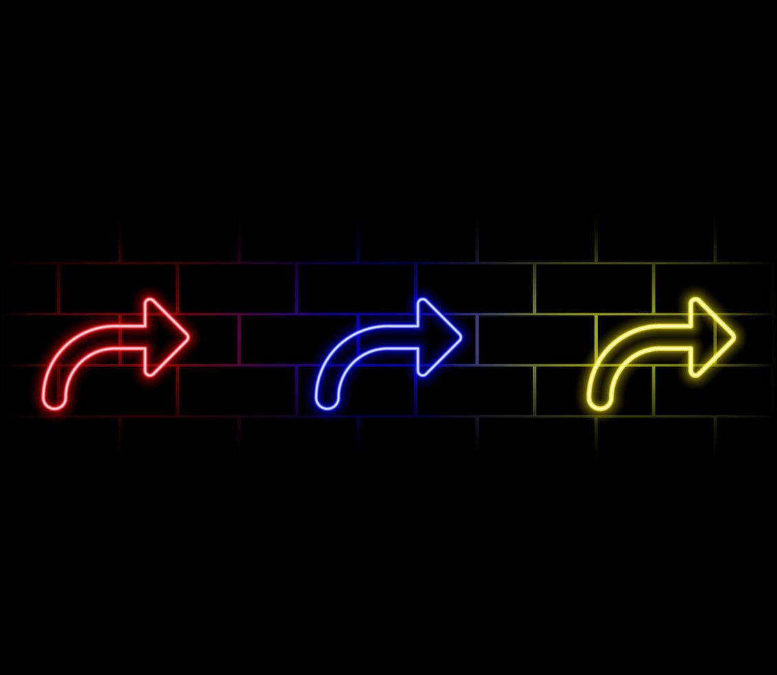 Neon arrow. Moving arrow motion. Animation arrow on black background. Glowing neon arrows moving vector