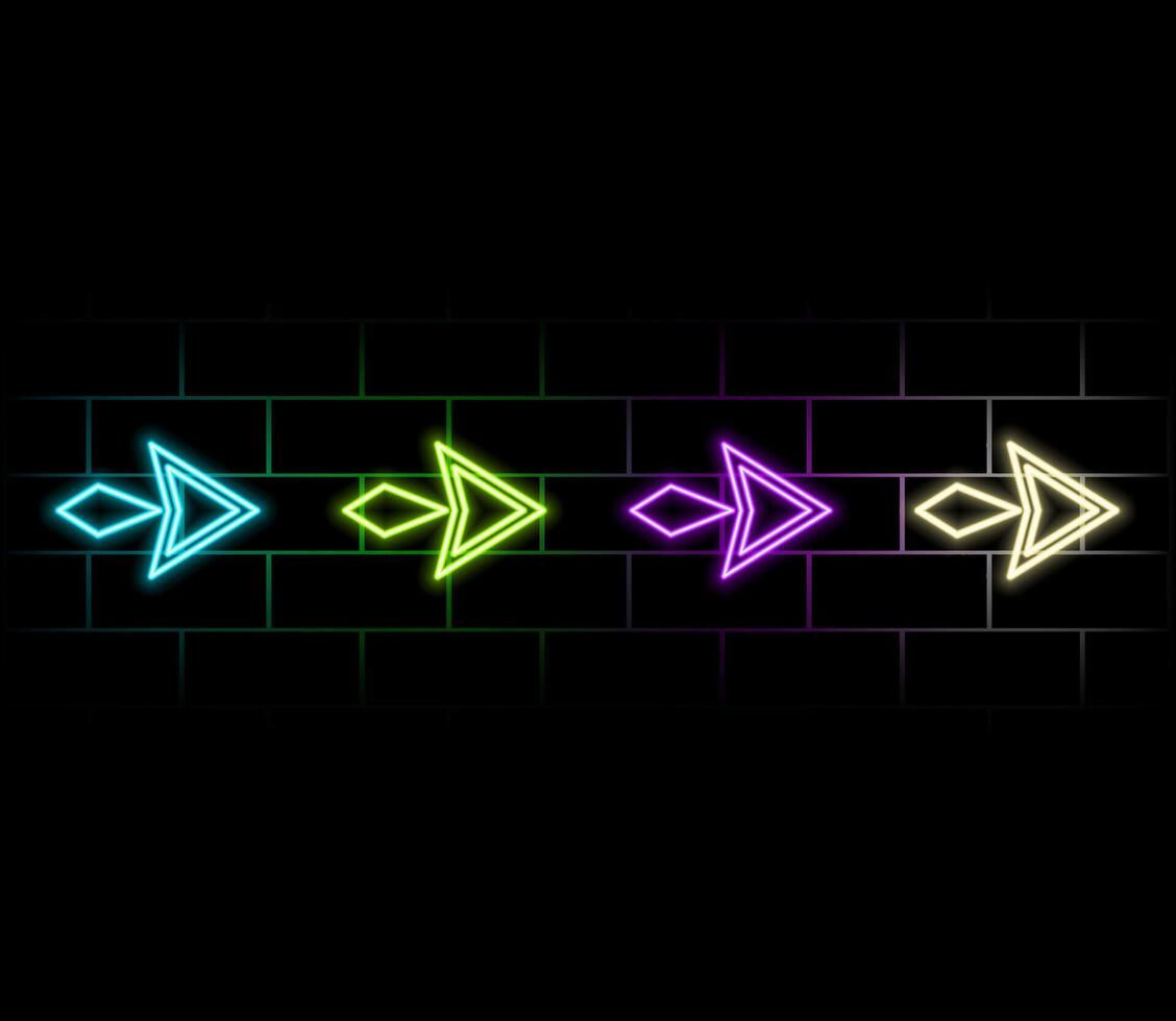 Abstract glowing neon directional arrow icon illustration background vector