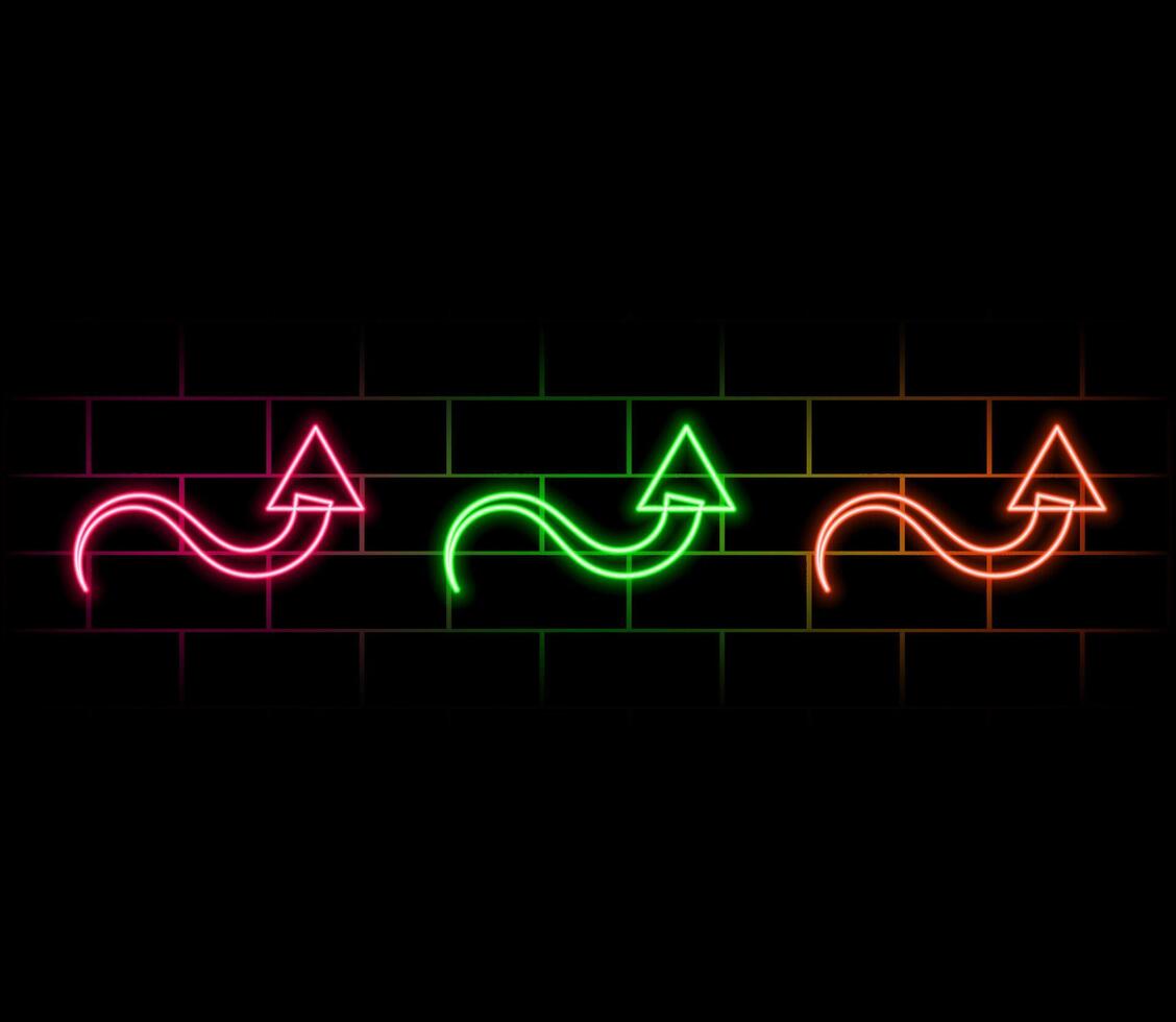 Swipe up neon sign. Glowing neon arrow pointer isolated. Realistic glowing Bright neon arrow. Button for social media. vector