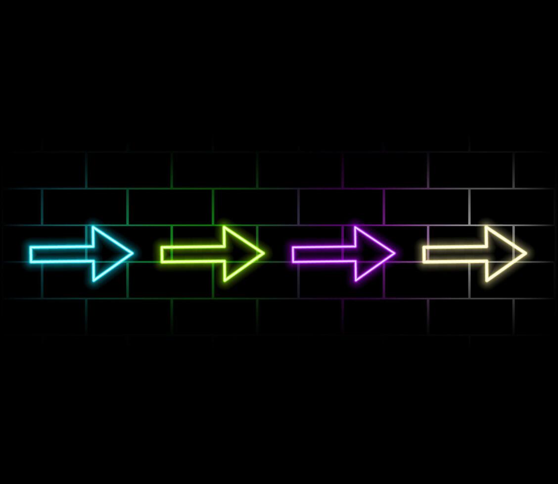 Realistic 3d Neon Arrow on transparent background in format vector