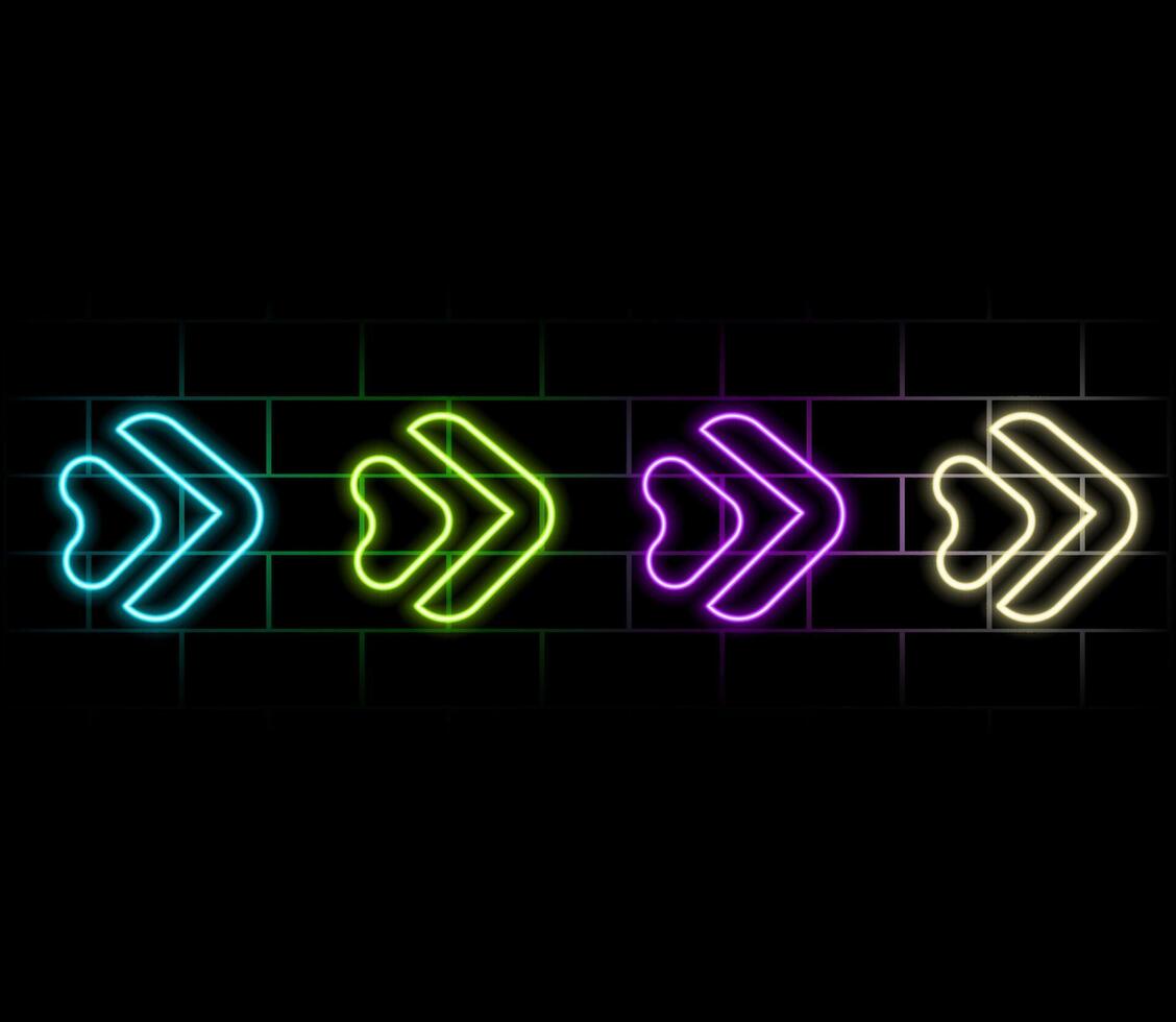 Bright pink neon arrow pointer. neon. vector