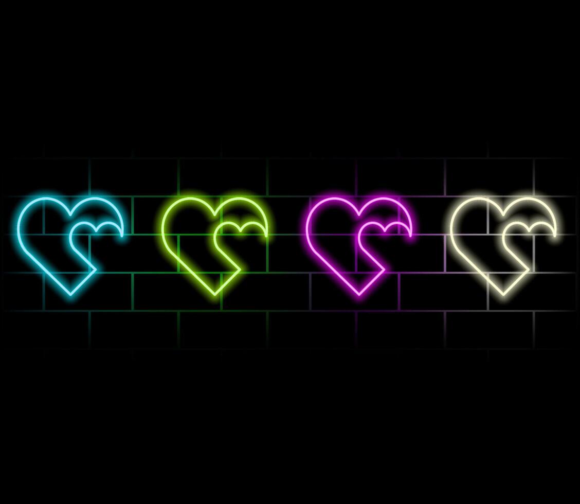 glowing neon heart icon isolated on blue background. romantic symbol. love, passion passion and wedding. valentines day. neon vector