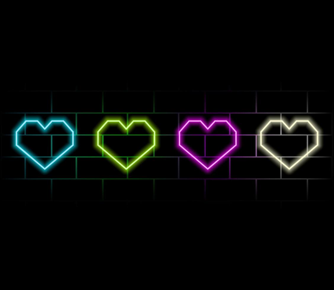 Valentines Day background with neon heart design vector