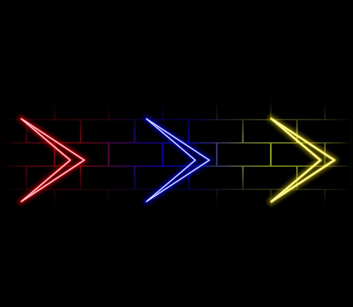 3D Neon Lights Arrow. Abstract Minimalist Business Start Up Growth Concept Background. Colorful Neon Lights In a Shape of Ascending Arrow. Profit and Investment Illustration. vector