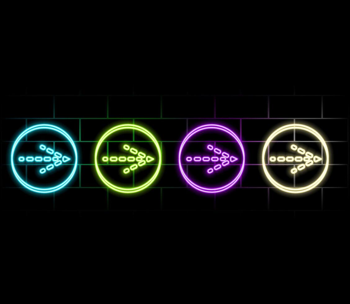 Neon icons. Ui arrow. Set of red, blue, yellow neon icon vector