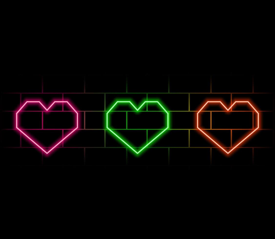Neon heart icon. Glowing neon heart sign with message bubble in vivid colors. Notification in social media, liked content, promotion. Icon set, sign, vector