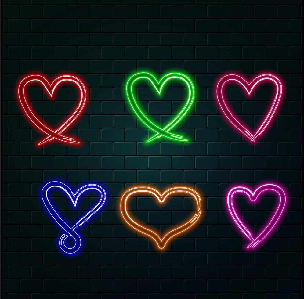 arrow, reply, undo neon icon set. Set of red, blue, yellow neon icon.. vector