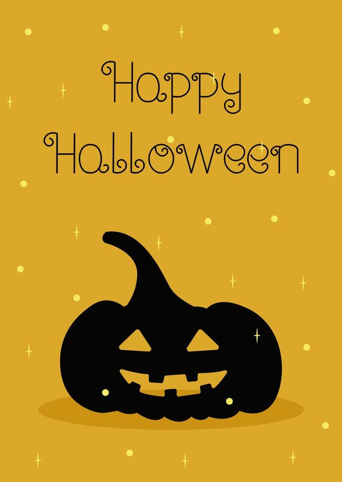 Halloween card with pumpkin. Happy halloween postcard design. Halloween for kids. illustration in flat style for posters, banners, postcards. vector