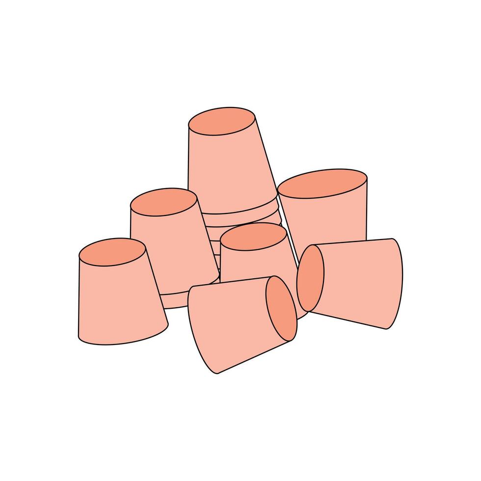 Pile of paper cup in isometric 3d style. illustration of paper cup stack isolated on white background. design element illustration of a container that can be used for drinking vector