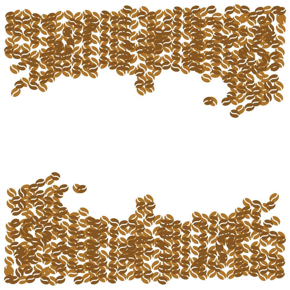Coffee beans pattern on a white background. coffee stack background with white empty area for text. Design illustration elements with coffee theme vector